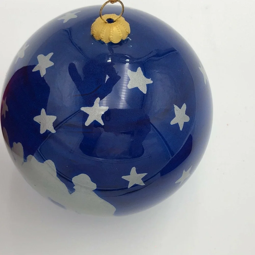 2000 J.C. PENNY CHRISTMAS COLLECTIBLES REVERSE PAINTING GLASS TREE ORNAMENT-NOS
